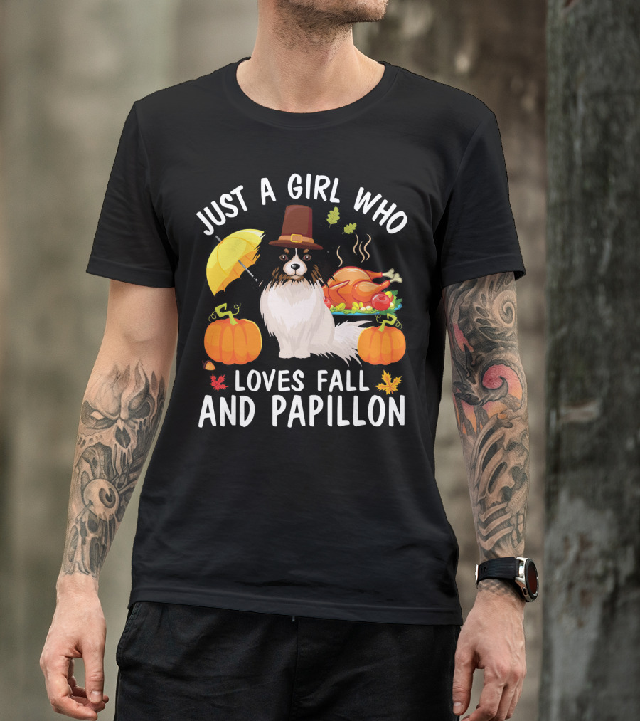 Just A Girl Who Loves Fall And Papillon T-Shirt