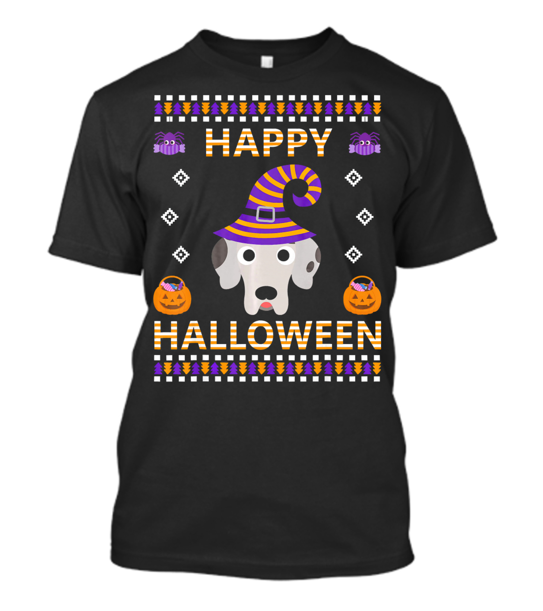 Happy Halloween Great Dane In Witch Hat With Pumpkins T-Shirt