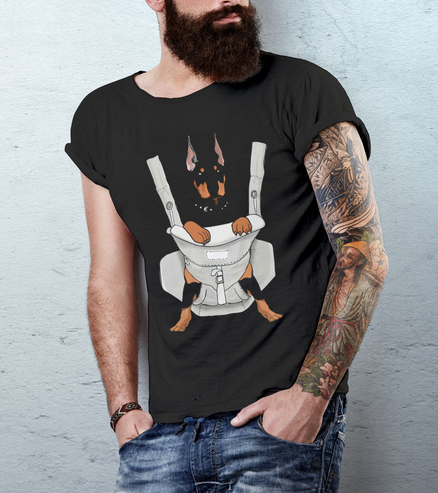 Doberman In Baby Carrier T-Shirt