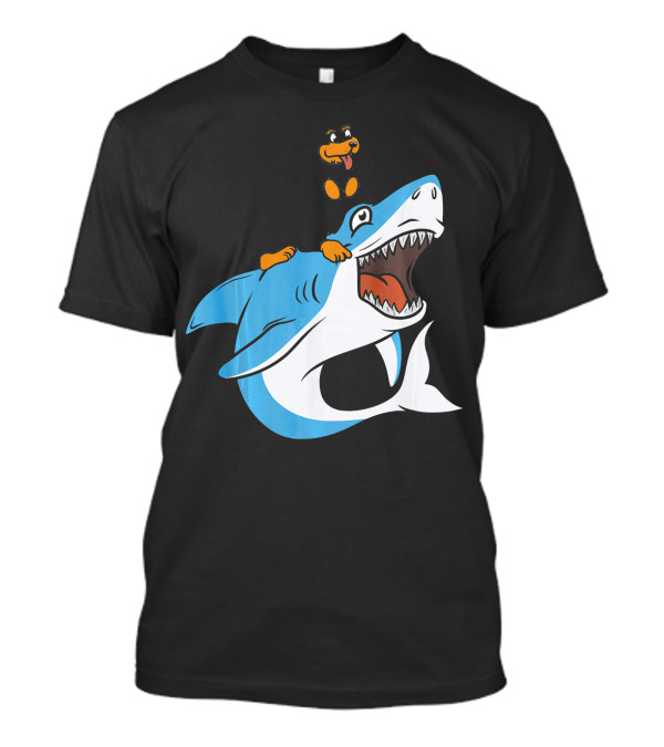 Rottweiler Riding Shark Funny Do T-Shirt