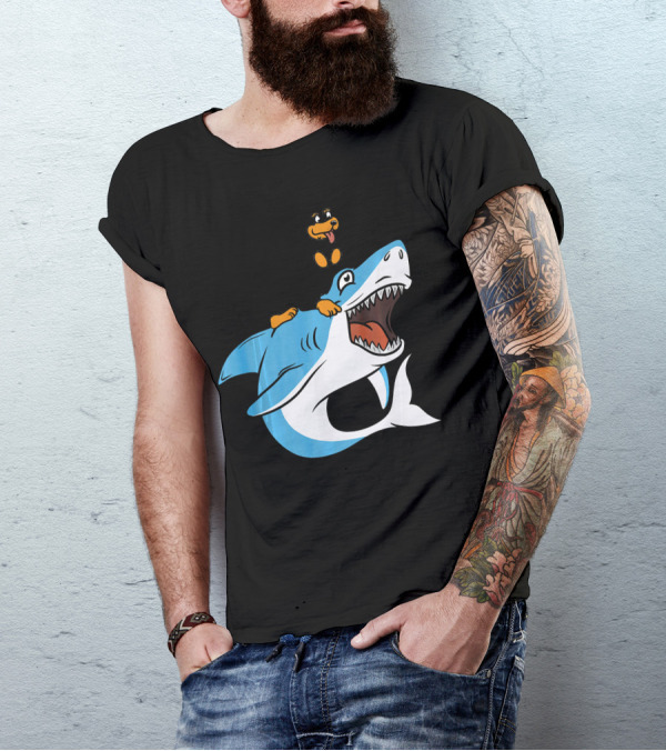 Rottweiler Riding Shark Funny Do T-Shirt