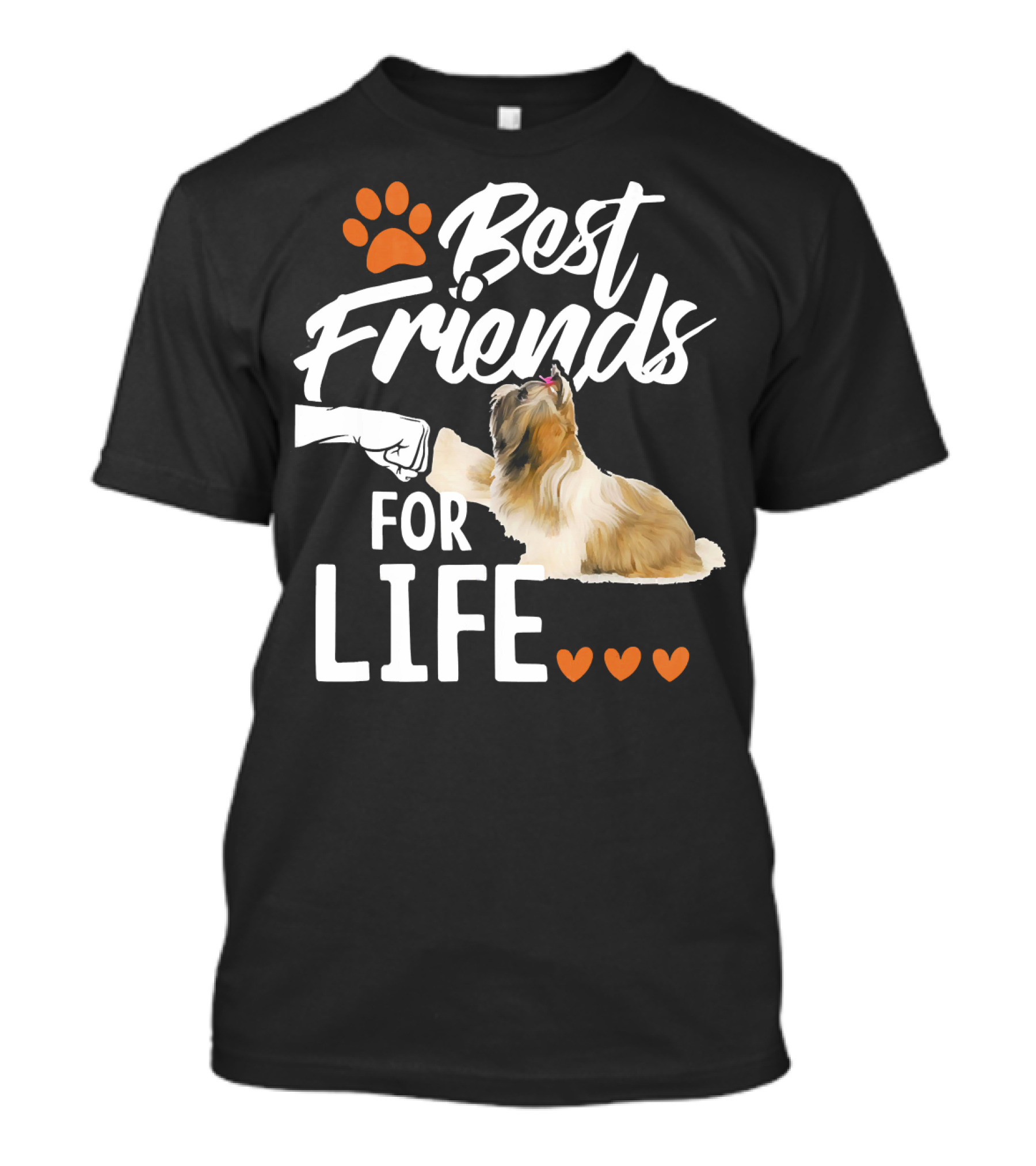 Best Friends For Life Shih Tzu Paw Prints Hearts T-Shirt