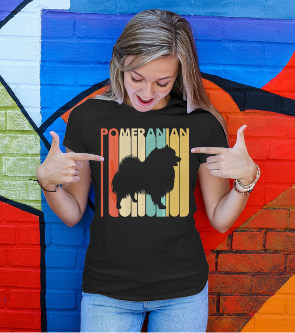 Pomeranian Retro Silhouette Block Letters T-Shirt