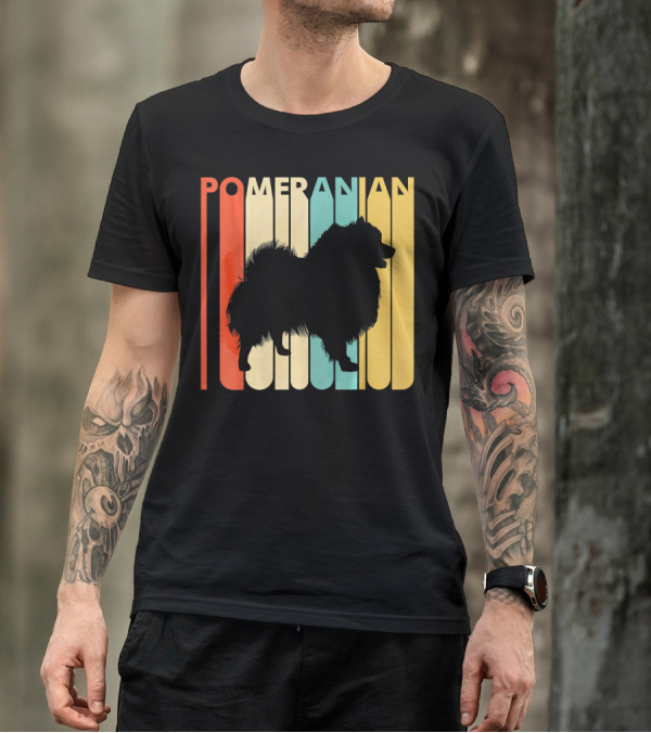 Pomeranian Retro Silhouette Block Letters T-Shirt