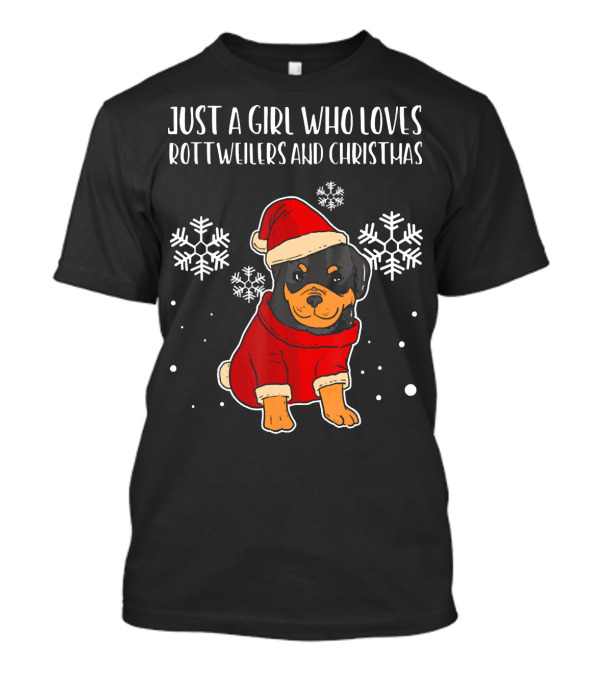 Just A Girl Who Loves Rottweilers And Christmas Santa Doggie T-Shirt