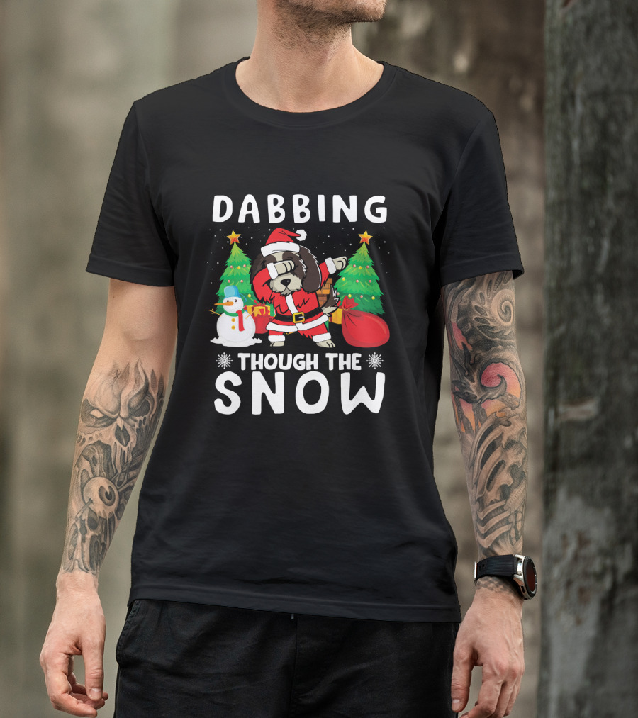 Dabbing Through The Snow Shih Tzu Santa Christmas T-Shirt