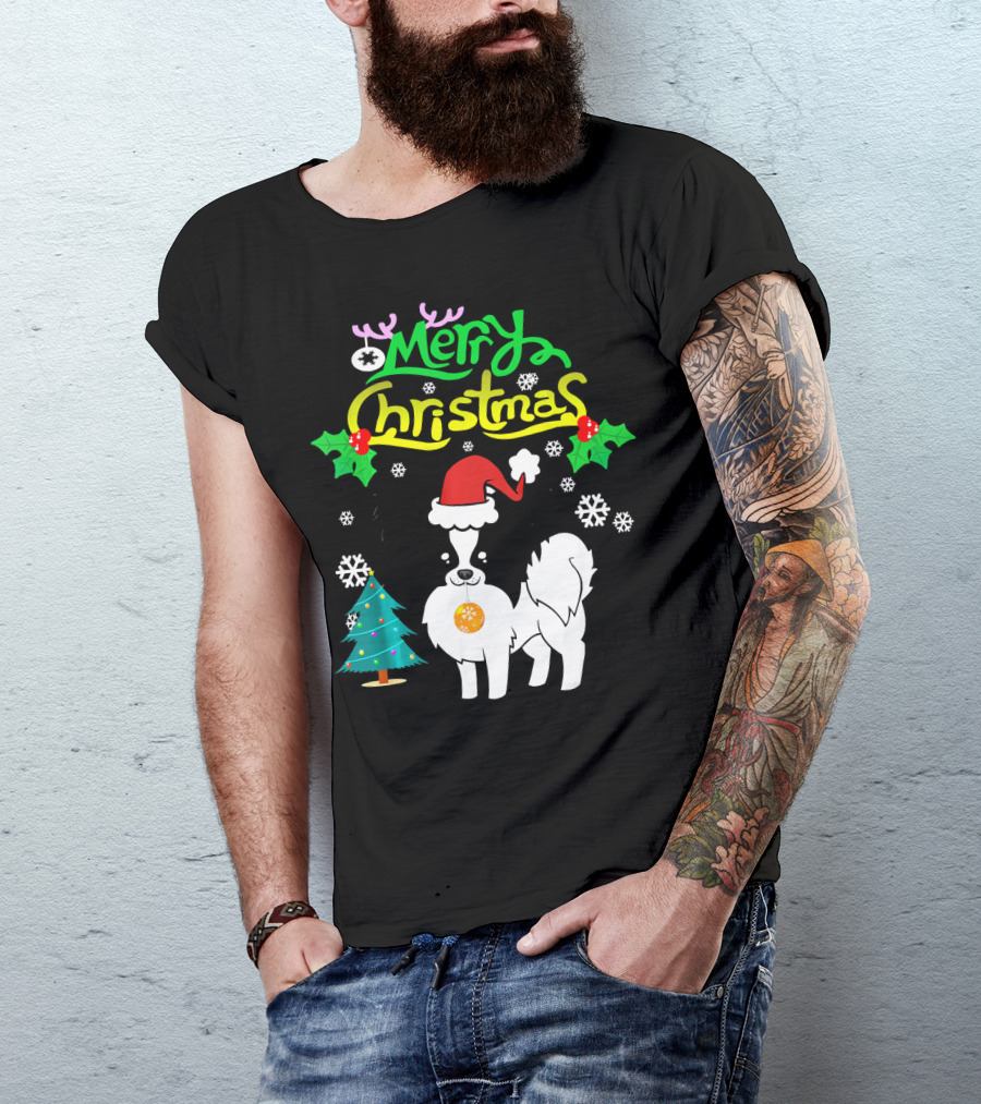 Merry Christmas Santa Papillon Dog Holiday T-Shirt