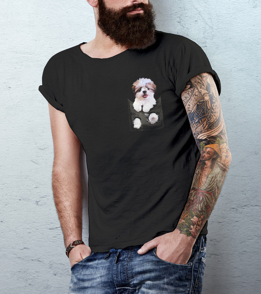 Shih Tzu Puppy In Pocket Paws Visible T-Shirt