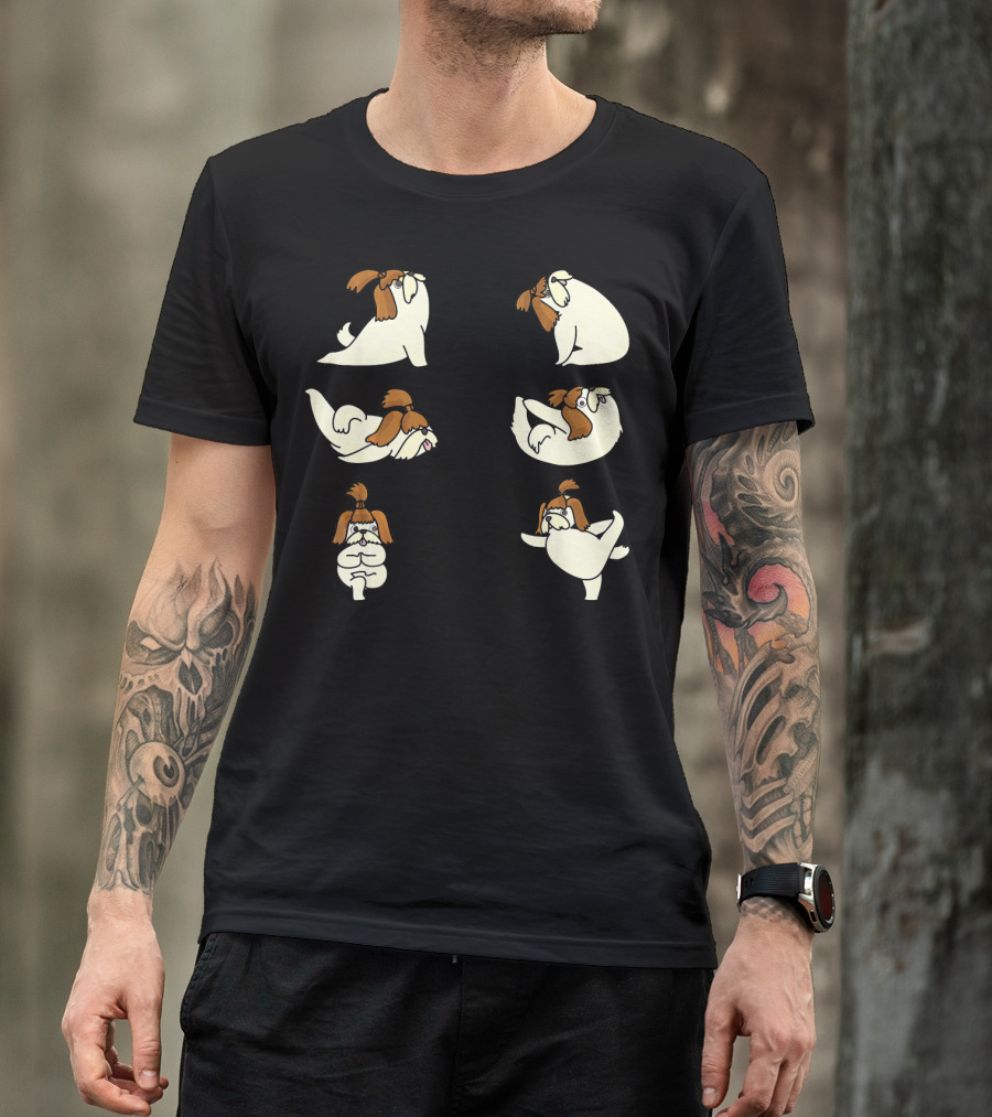 Shih Tzu Yoga Poses With Cute Yoga Animals T-Shirt