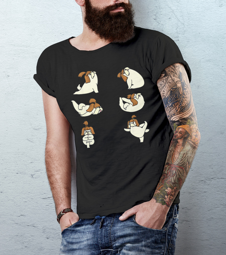Shih Tzu Yoga Poses With Cute Yoga Animals T-Shirt
