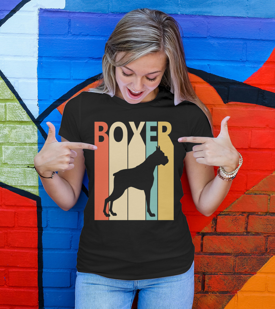 Boxer Silhouette Retro Stripes T-Shirt