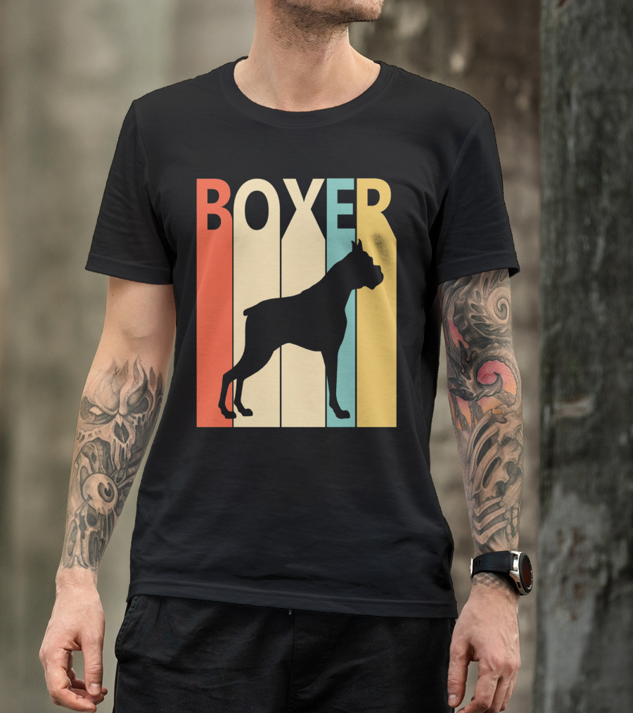 Boxer Silhouette Retro Stripes T-Shirt