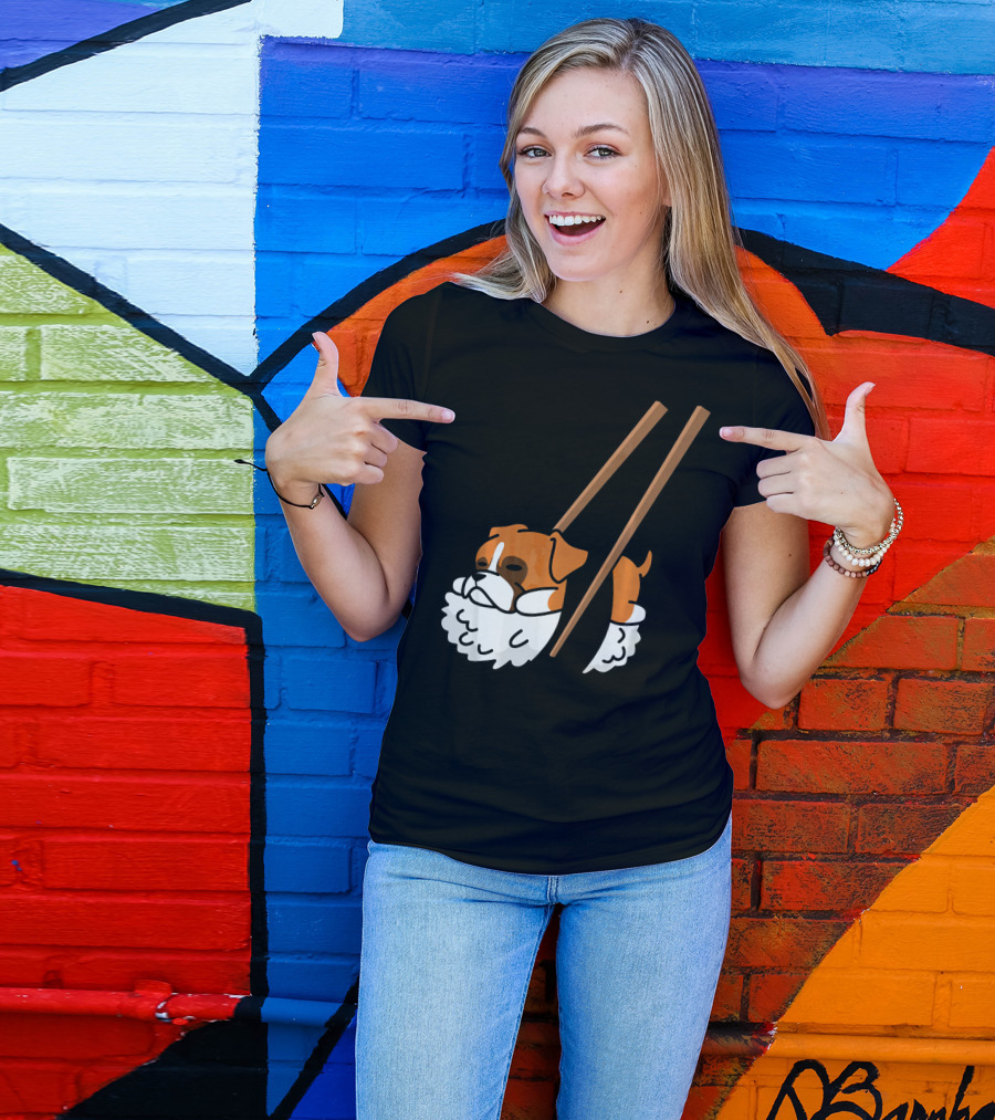 Sushi Boxer Dog With Chopsticks T-Shirt