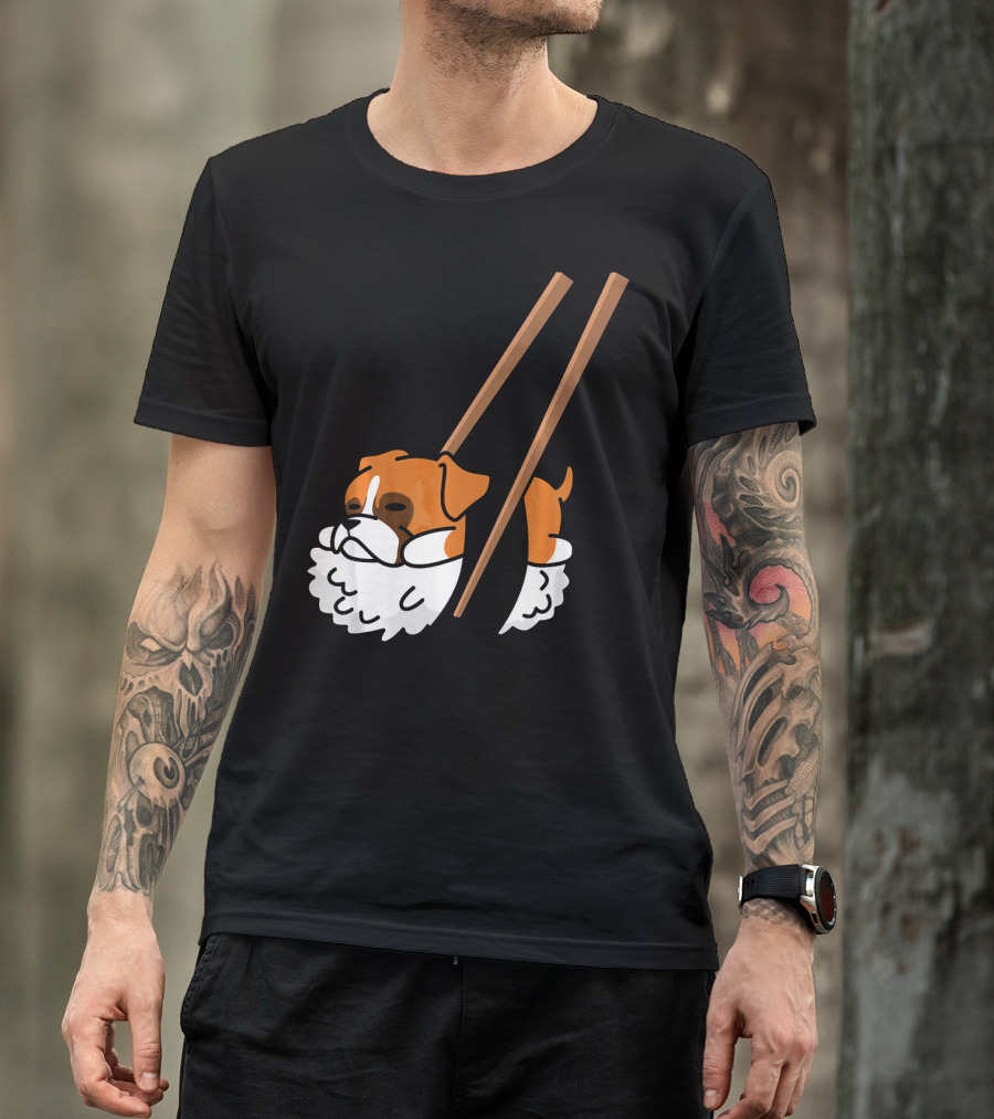 Sushi Boxer Dog With Chopsticks T-Shirt