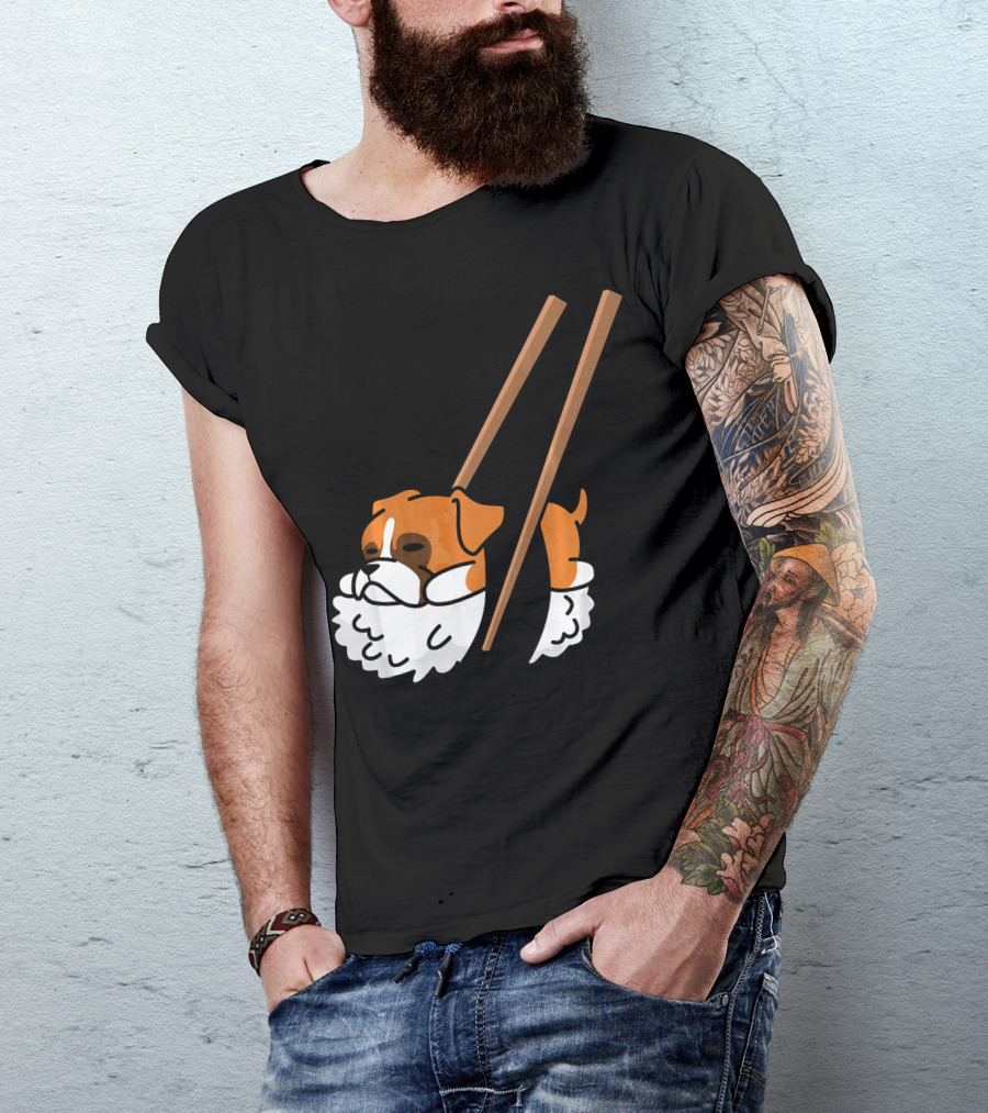 Sushi Boxer Dog With Chopsticks T-Shirt