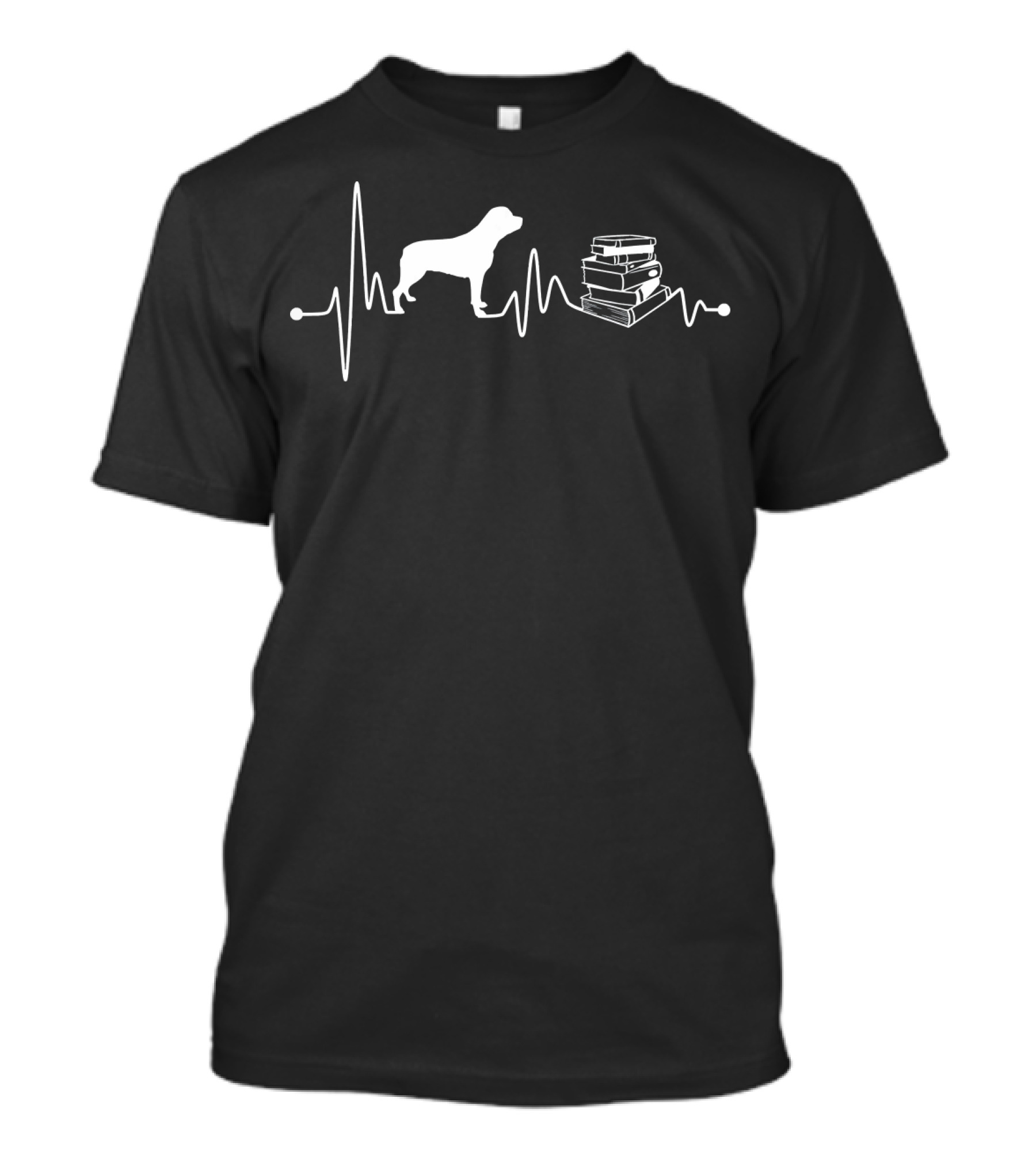 Rottweiler And Books Heartbeat EKG Pulse Reading T-Shirt
