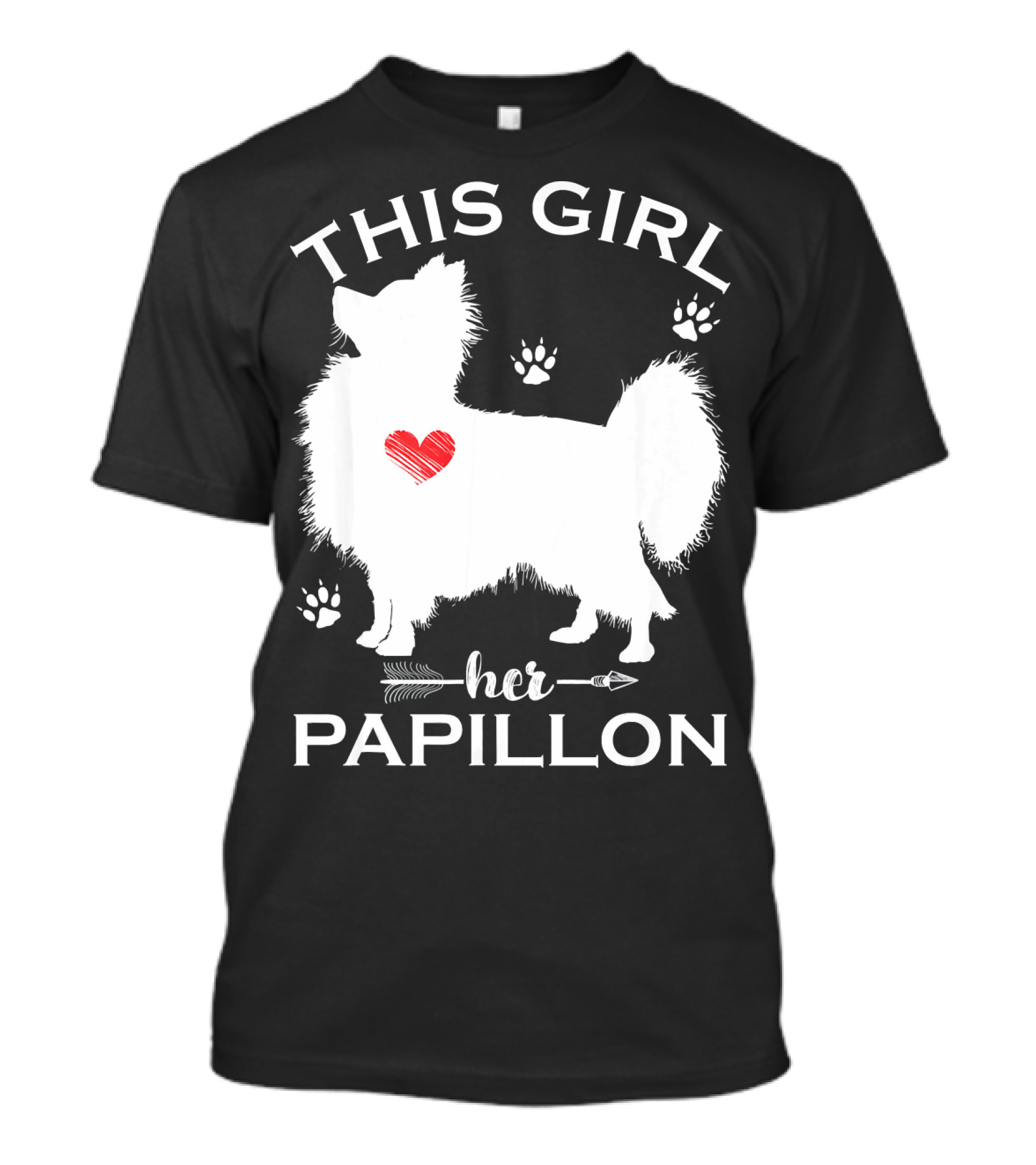 THIS GIRL LOVES HER PAPILLON HEART PAW PRINTS ARROW T-Shirt