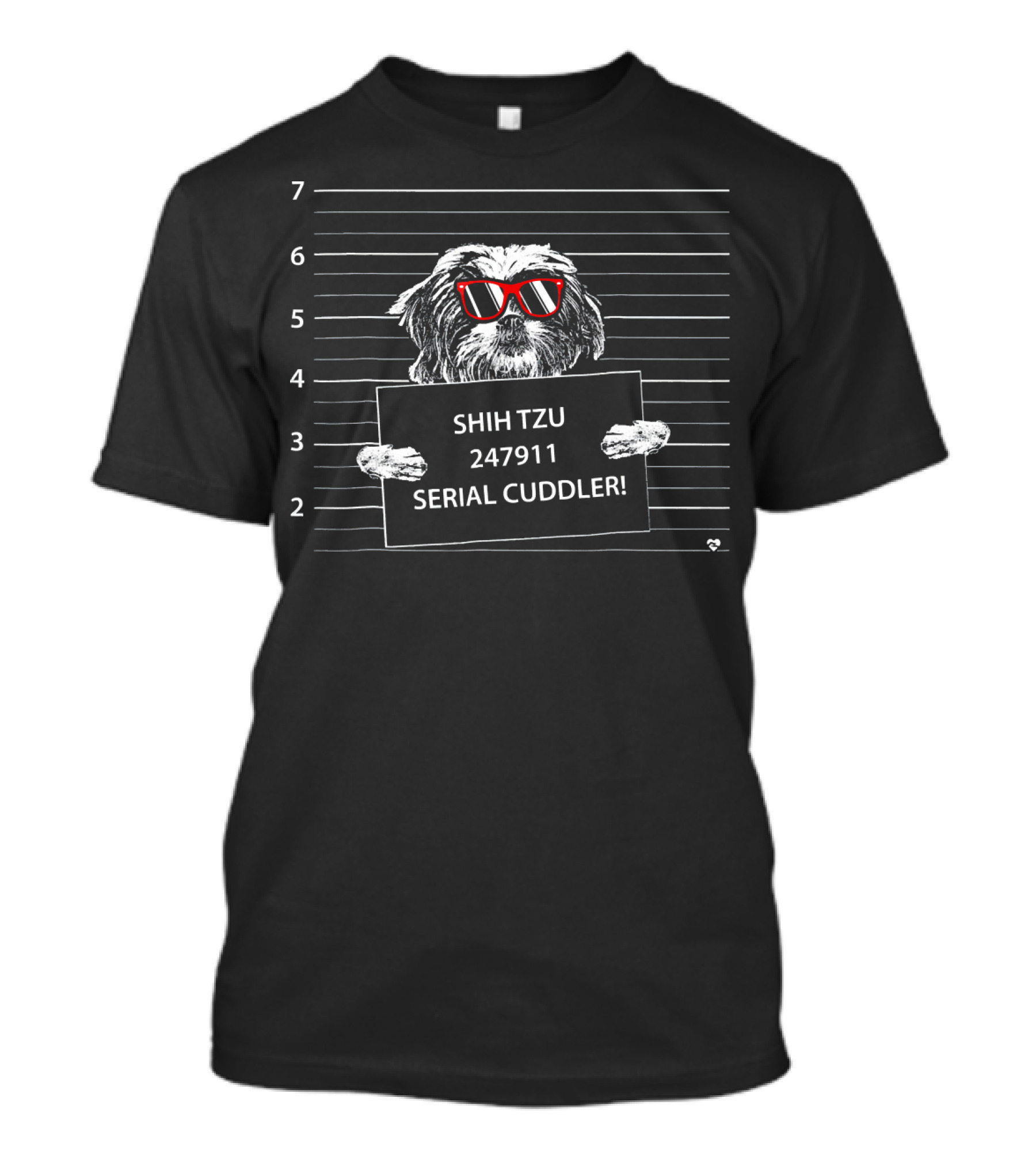 Shih Tzu 247911 Serial Cuddler With Sunglasses Mugshot T-Shirt