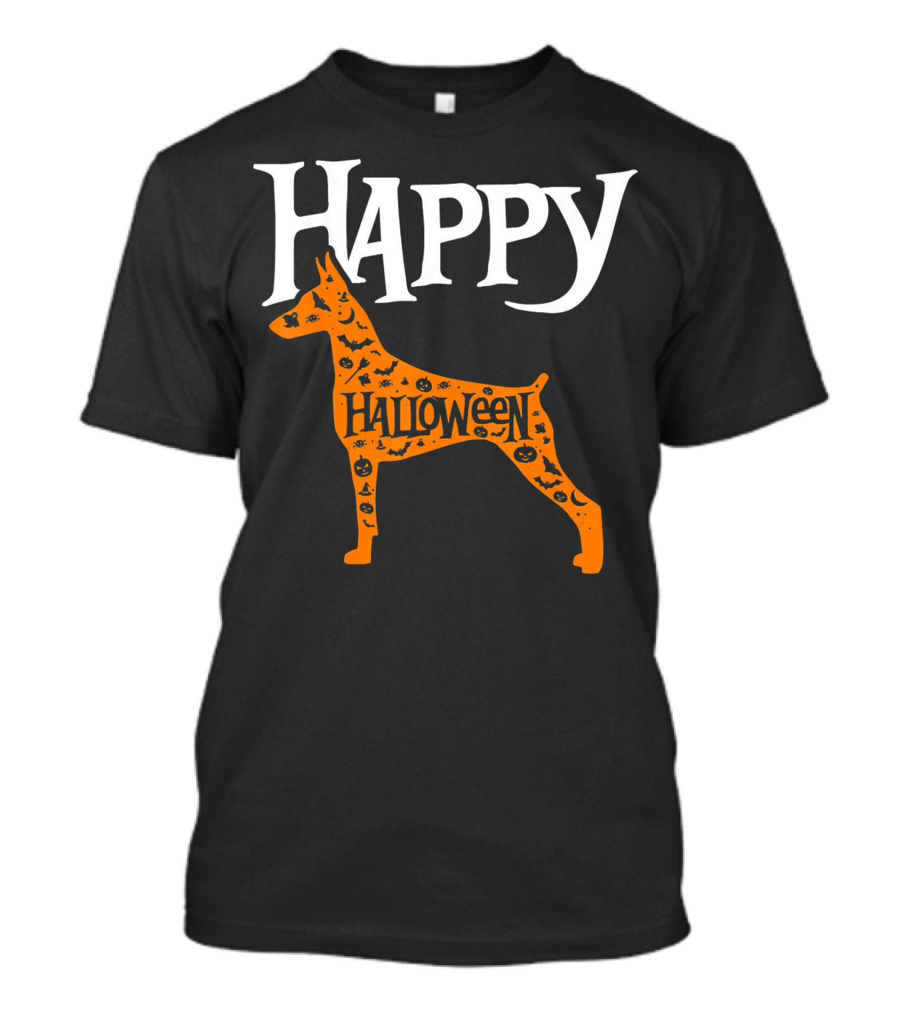 Happy Halloween Doberman Silhouette With Pumpkin T-Shirt