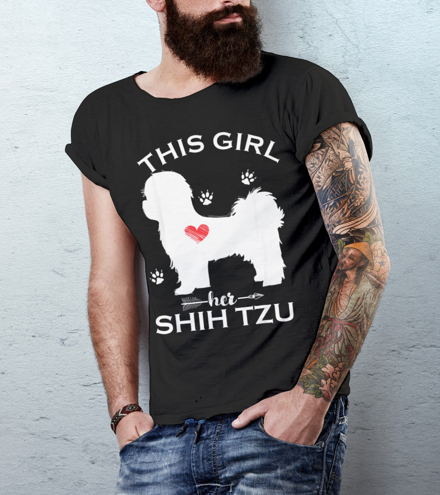 THIS GIRL HER SHIH TZU PUPPY PAW HEART T-Shirt