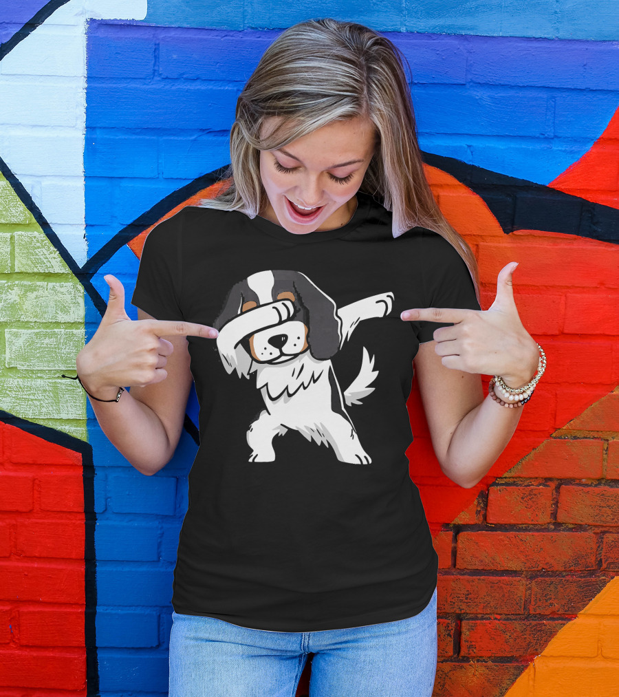 Dabbing Tricolor Cavalier King Charles Spaniel T-Shirt
