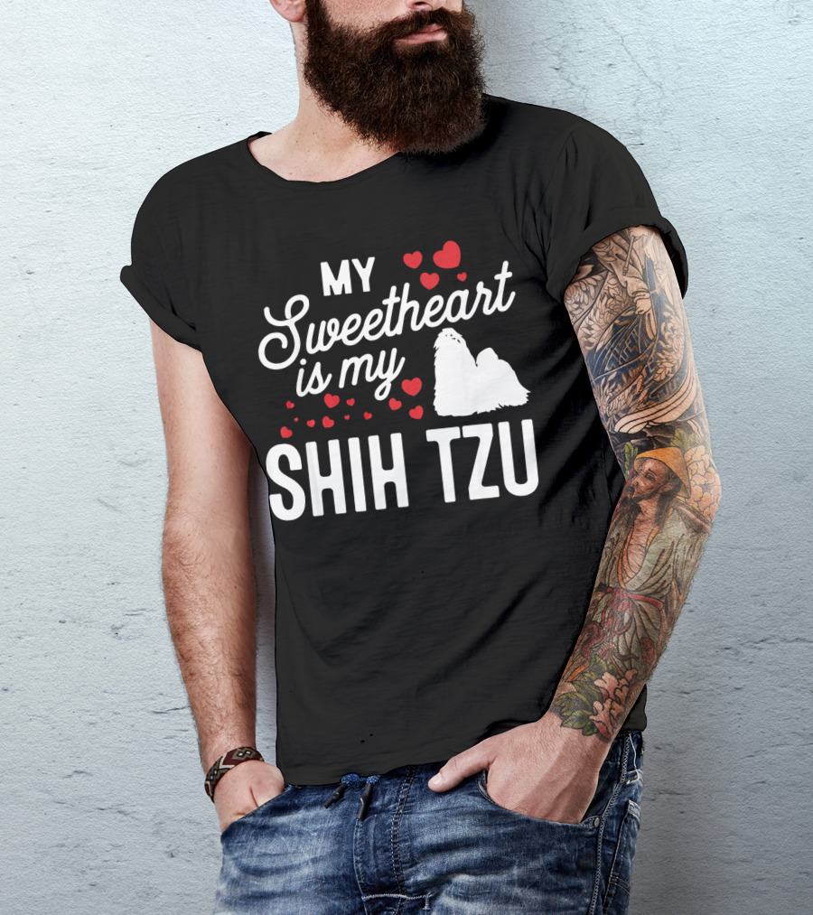 My Sweetheart Is My Shih Tzu Valentine Hearts T-Shirt