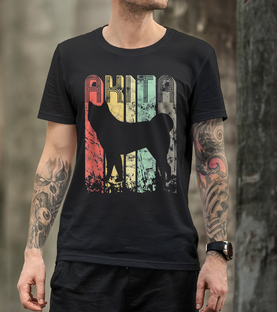 AKITA Vintage Retro Silhouette Dog Owner T-Shirt