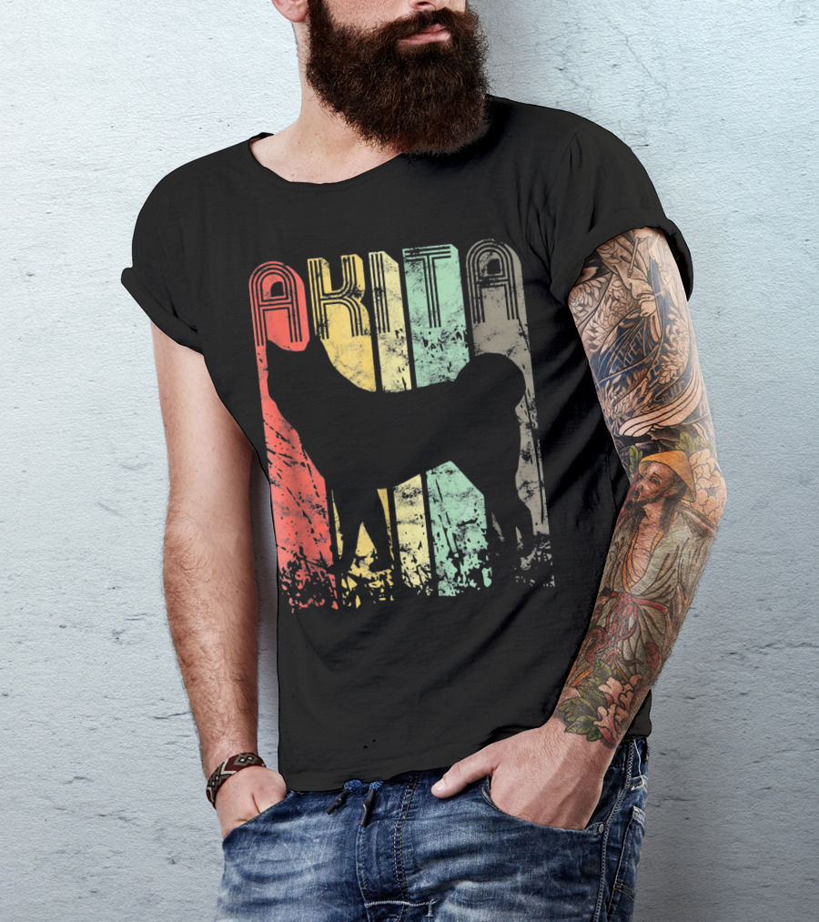 AKITA Vintage Retro Silhouette Dog Owner T-Shirt