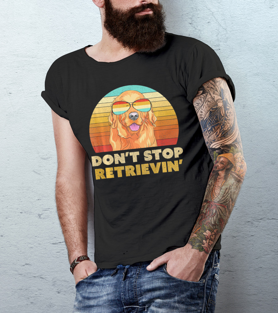 Don't Stop Retrievin Retro Golden Retriever Vintage Sunglasses T-Shirt