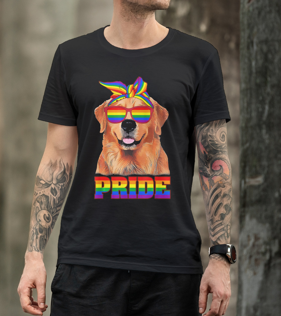 Golden Retriever Dog Rainbow PRIDE Gay Pride LGB T-Shirt