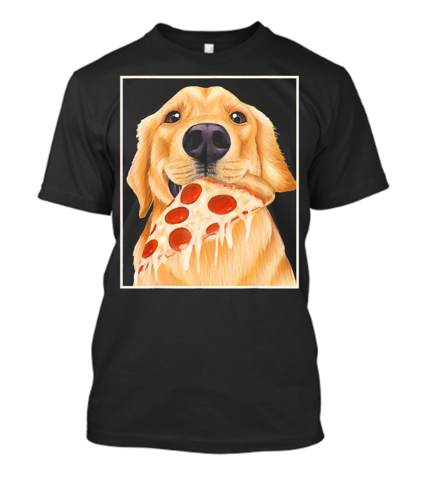 Golden Retriever Enjoying Pepperoni Pizza T-Shirt
