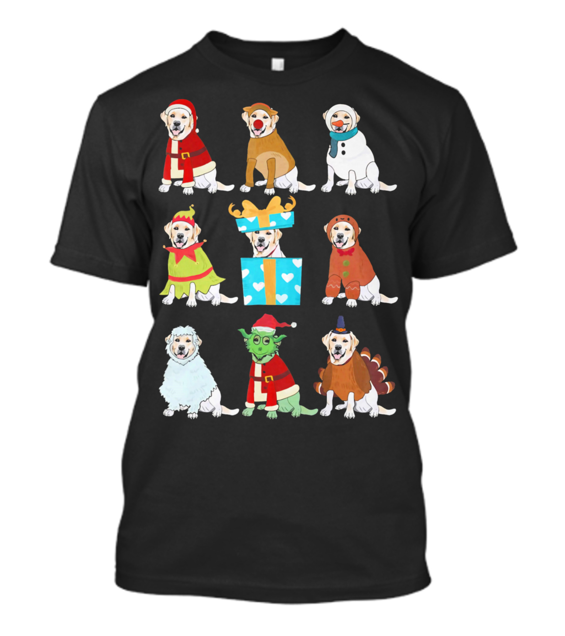 Festive Cute Christmas Labrador In Holiday Costumes Collection T-Shirt