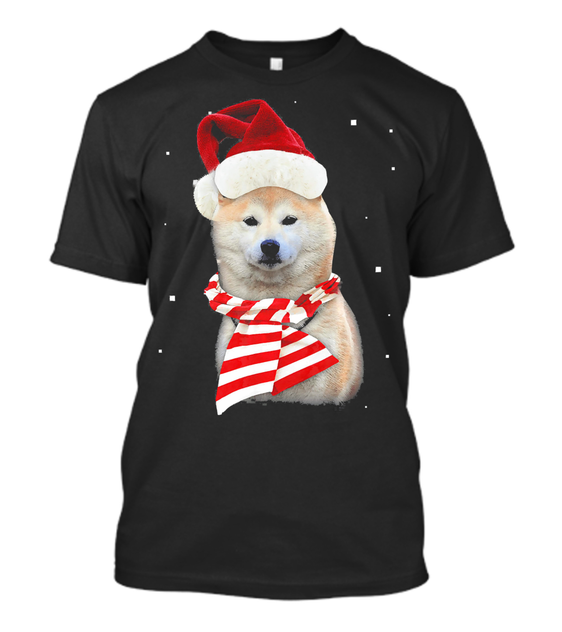 Akita Santa Merry Xmas Christmas Snowflakes T-Shirt