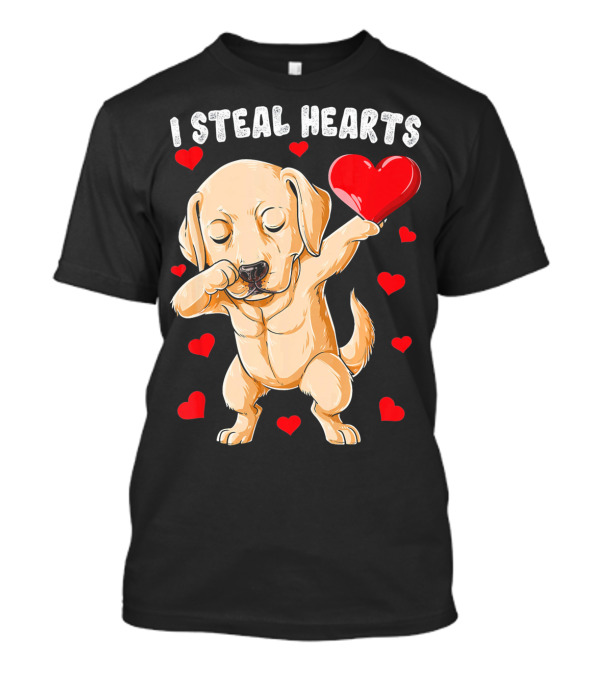 I Steal Hearts Dabbing Labrador With Red Hearts T-Shirt
