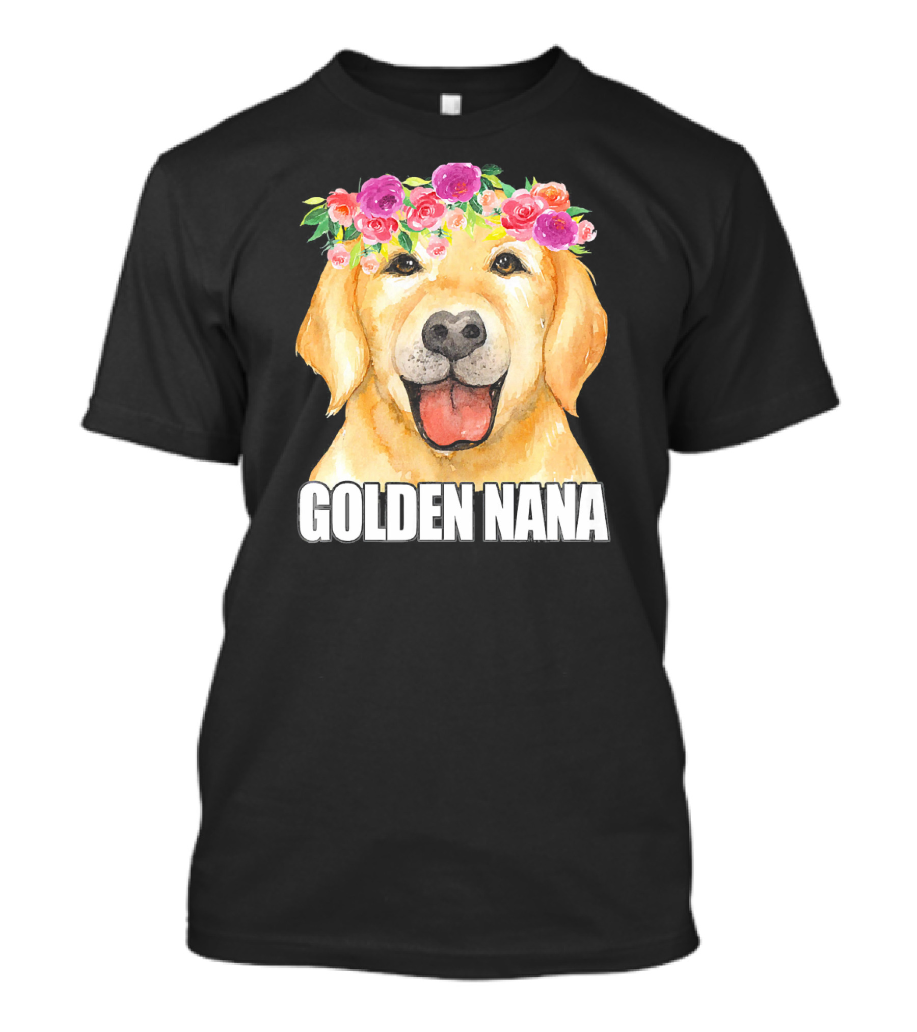 GOLDEN NANA Floral Crown Golden Retriever T-Shirt