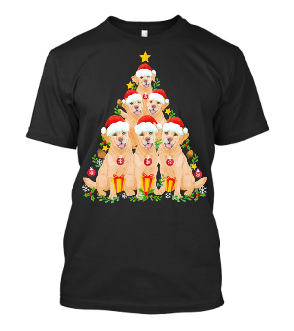 Funny Labrador Christmas Tree Santa Hat Labrador T-Shirt