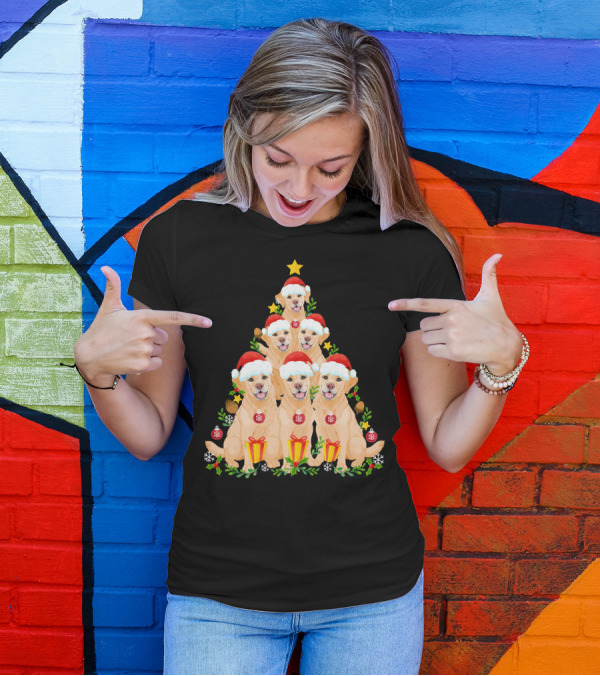 Funny Labrador Christmas Tree Santa Hat Labrador T-Shirt