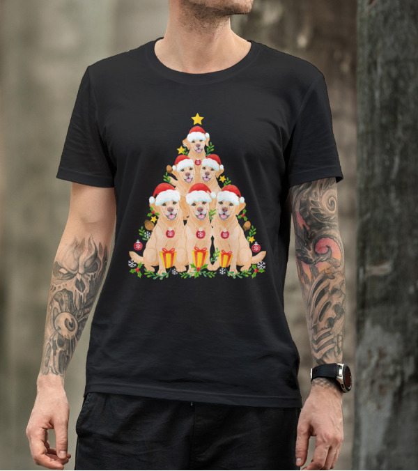 Funny Labrador Christmas Tree Santa Hat Labrador T-Shirt