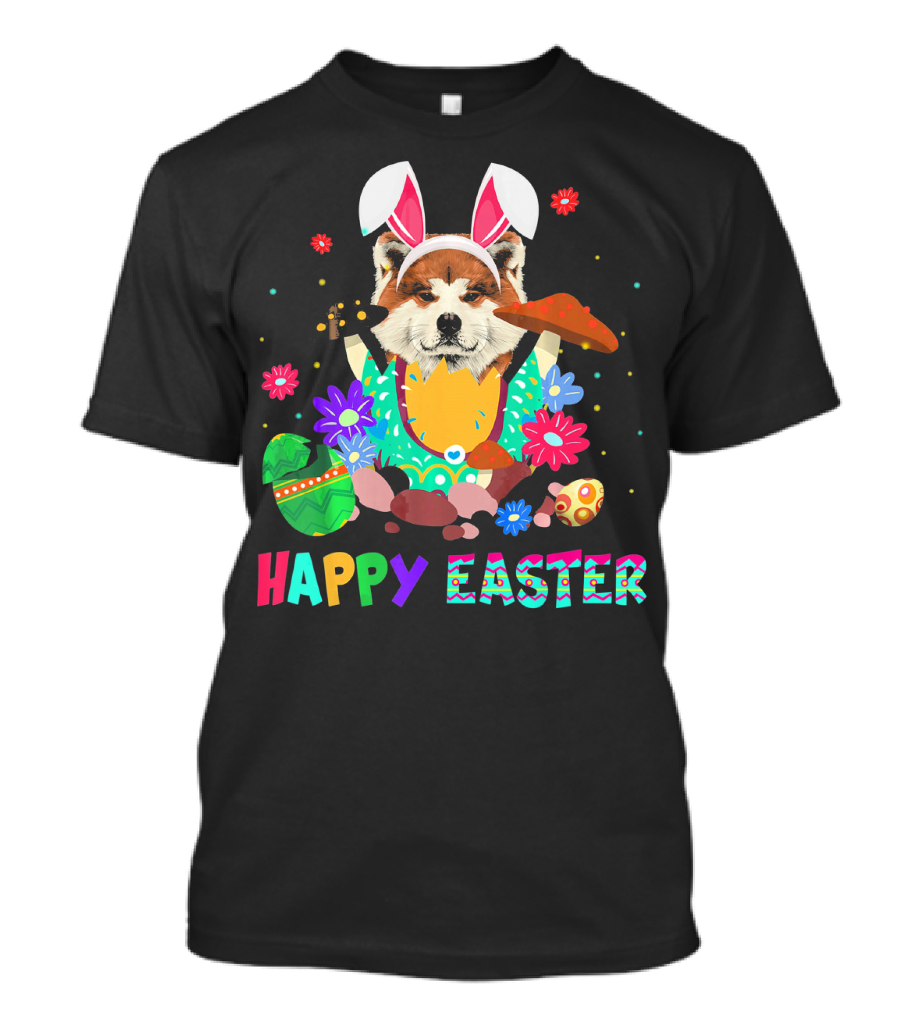 Happy Easter Bunny Akita Dog T-Shirt