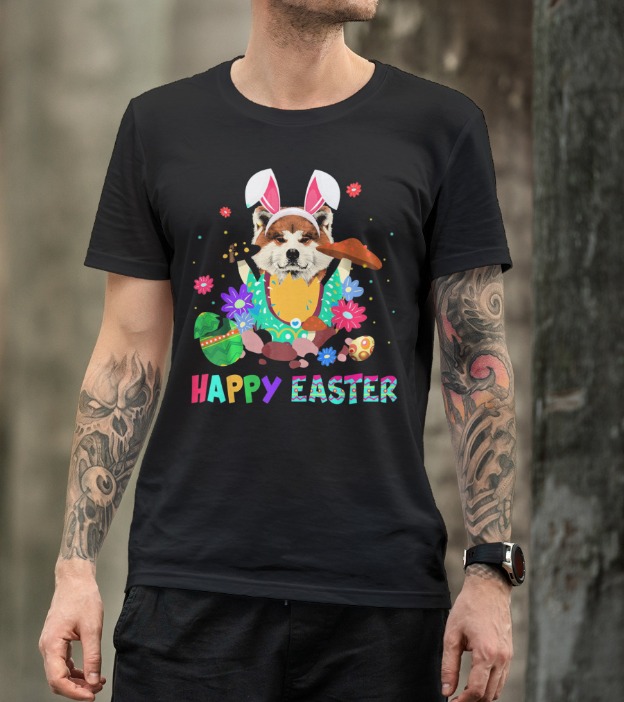 Happy Easter Bunny Akita Dog T-Shirt