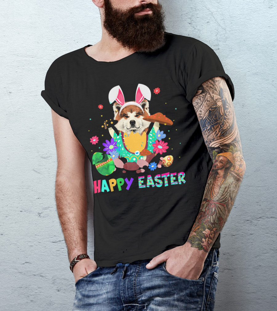 Happy Easter Bunny Akita Dog T-Shirt