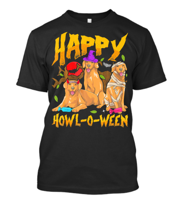 HAPPY HOWL-O-WEEN Golden Retriever Costume Trio T-Shirt