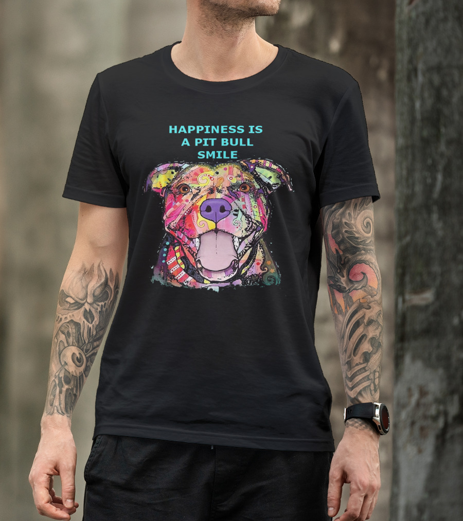 Happiness Is A Colorful Pit Bull Smile T-Shirt