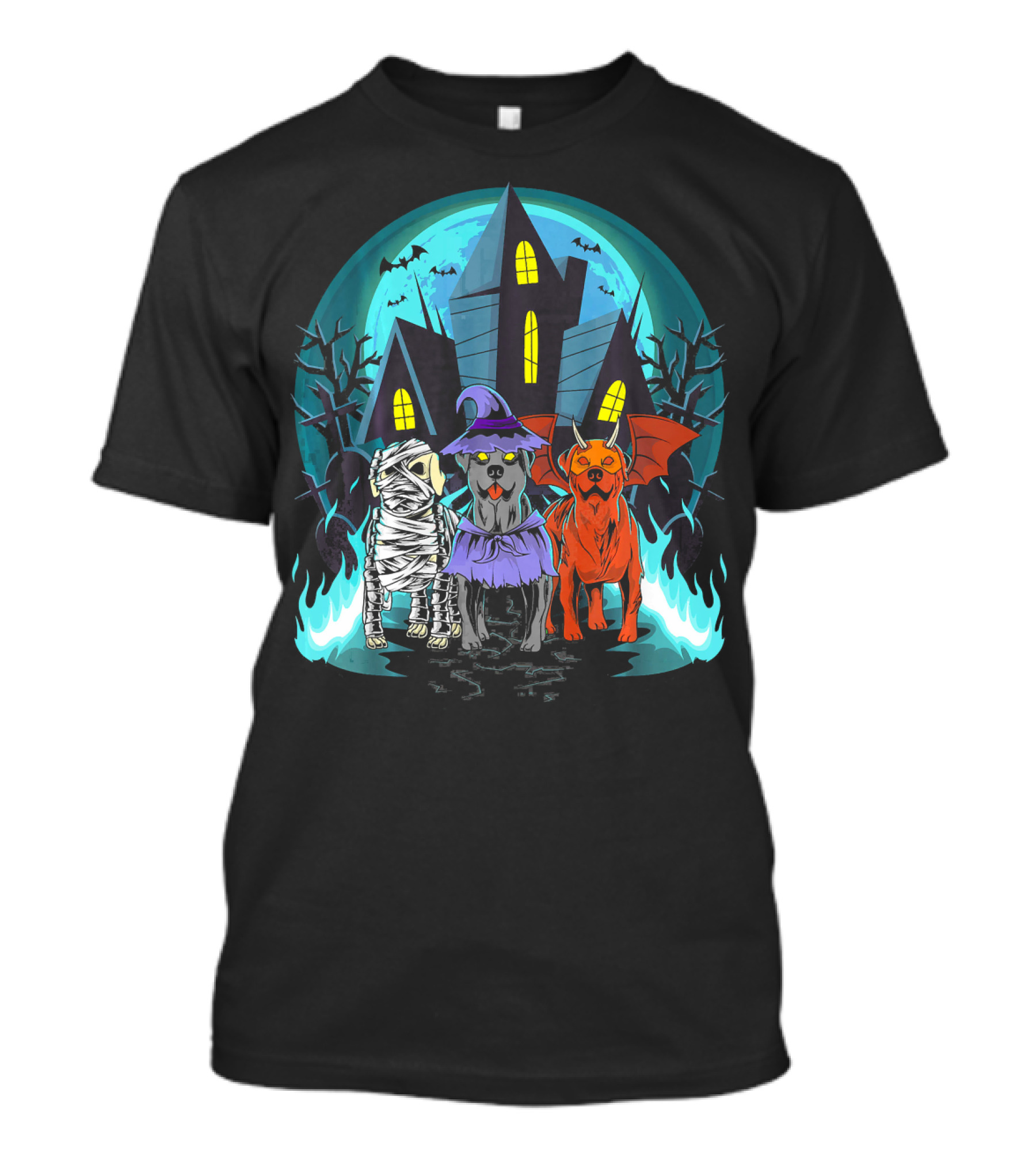 Halloween Labrador Retrievers Mummy Witch Bat Costume Haunted House T-Shirt