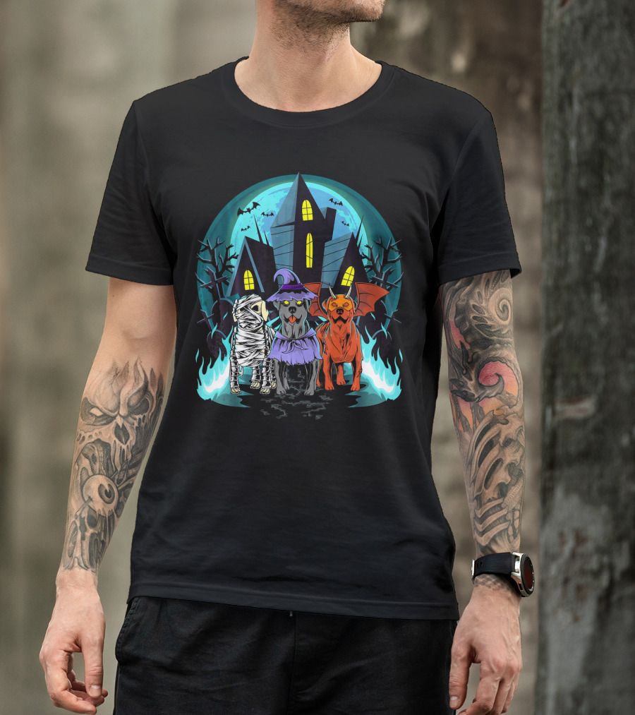 Halloween Labrador Retrievers Mummy Witch Bat Costume Haunted House T-Shirt