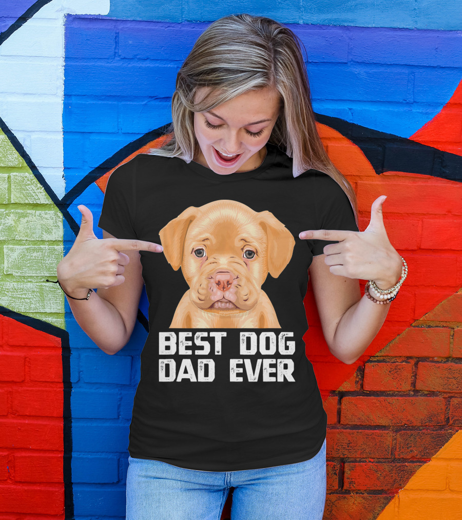 Best Dog Dad Ever Brown Pit Bull Dad T-Shirt
