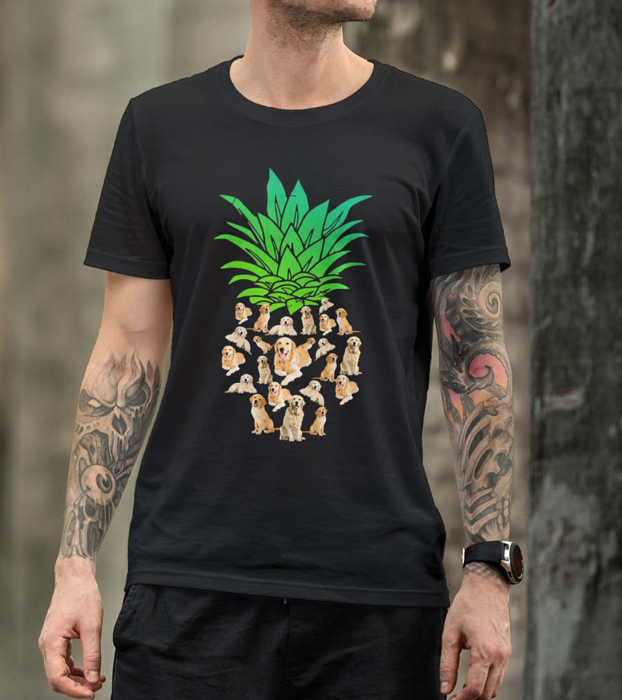 Golden Retriever Puppies In Pineapple Shape T-Shirt