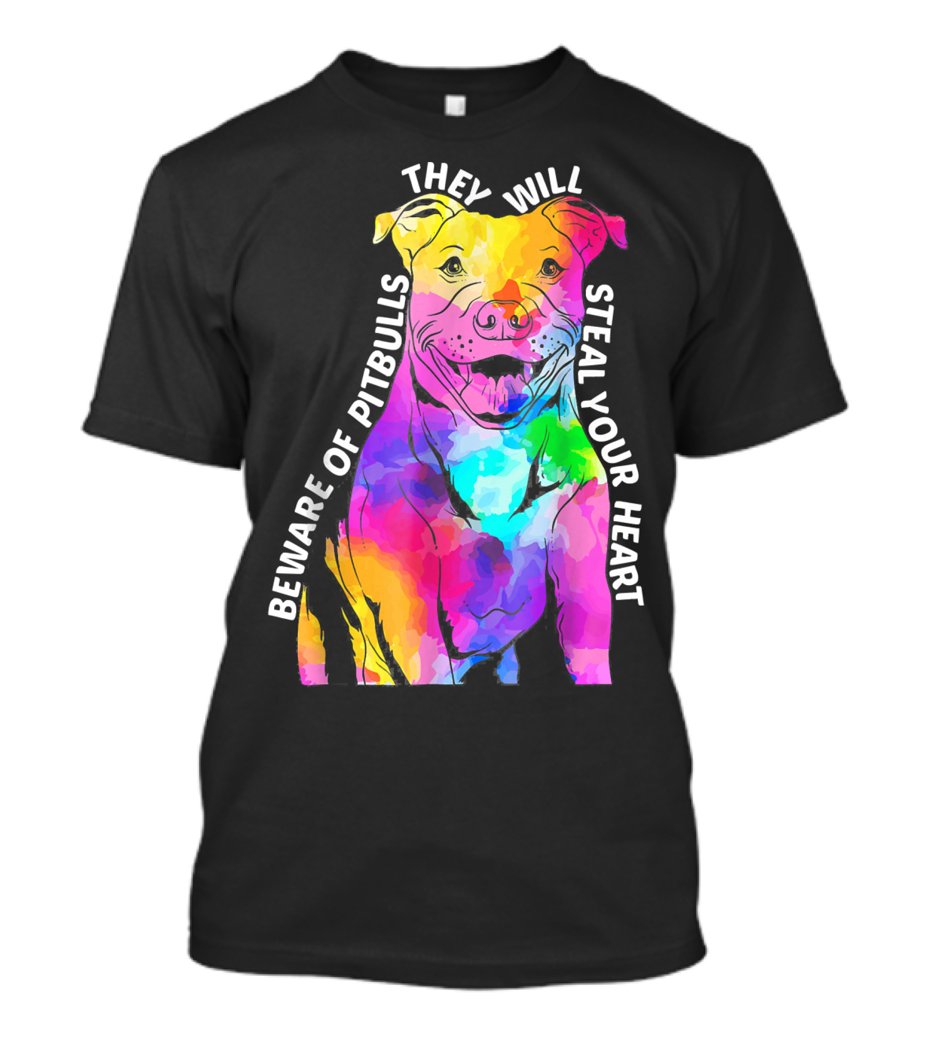 Beware Of Pitbulls They Will Steal Your Heart Watercolor Dog T-Shirt