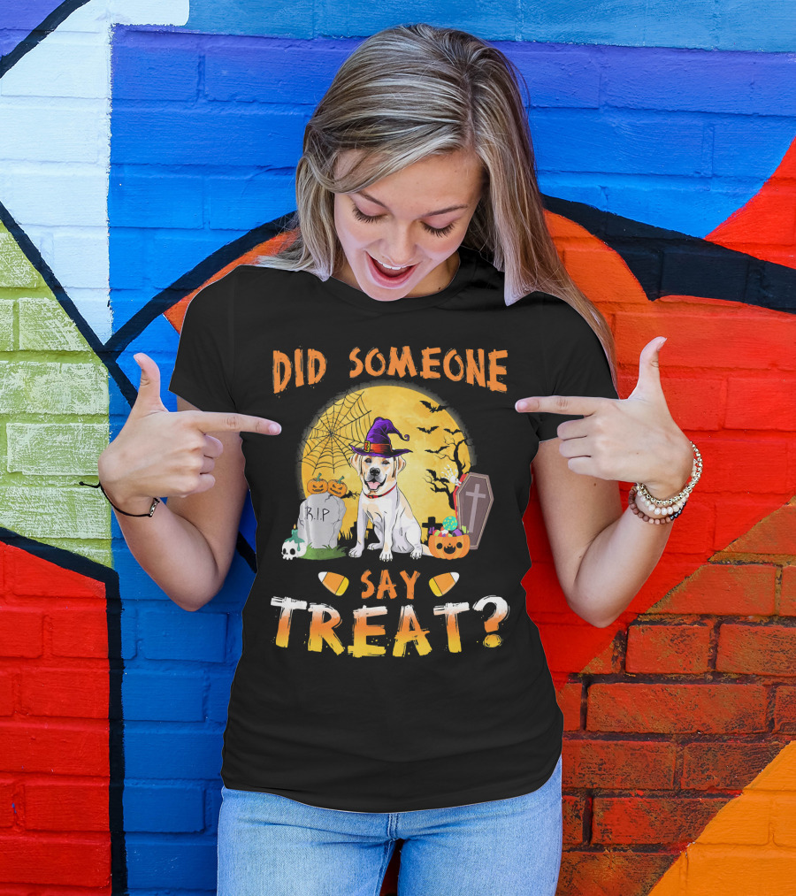 Did Someone Say Treat Labrador Retriever Halloween Scene T-Shirt