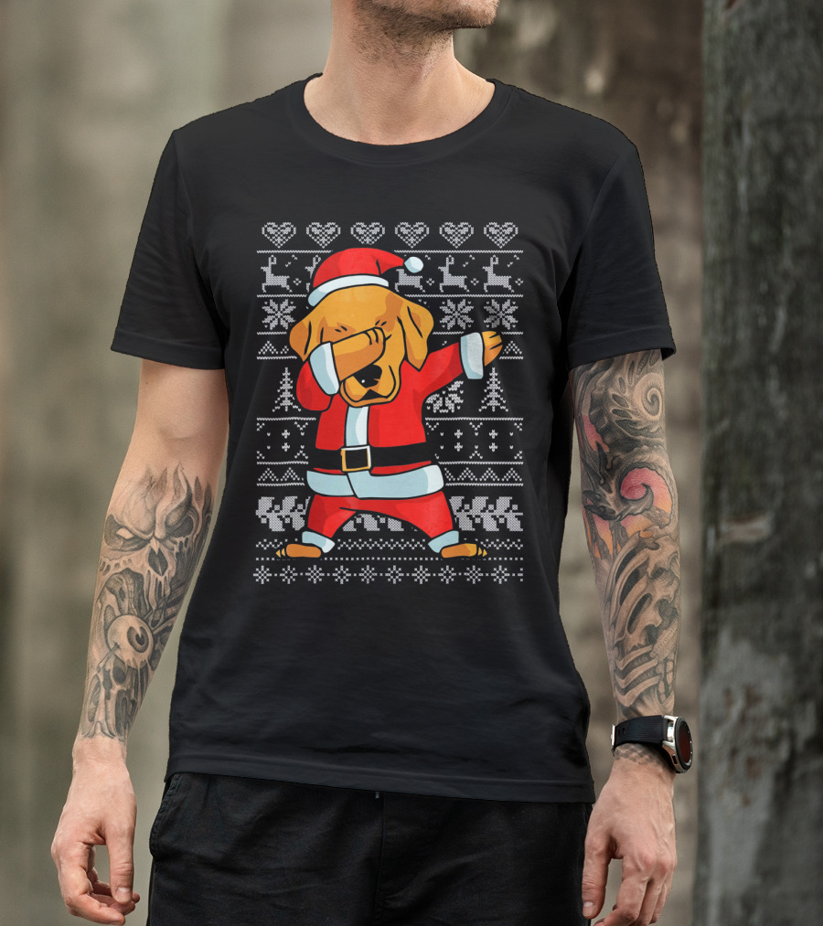 Golden Retriever Santa Dab Dance Christmas T-Shirt